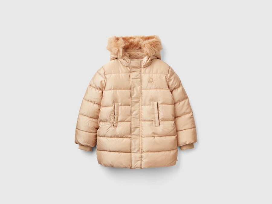 lang polstret jakke i blank nylon