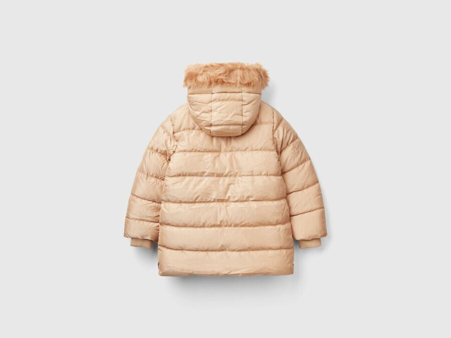 lang polstret jakke i blank nylon